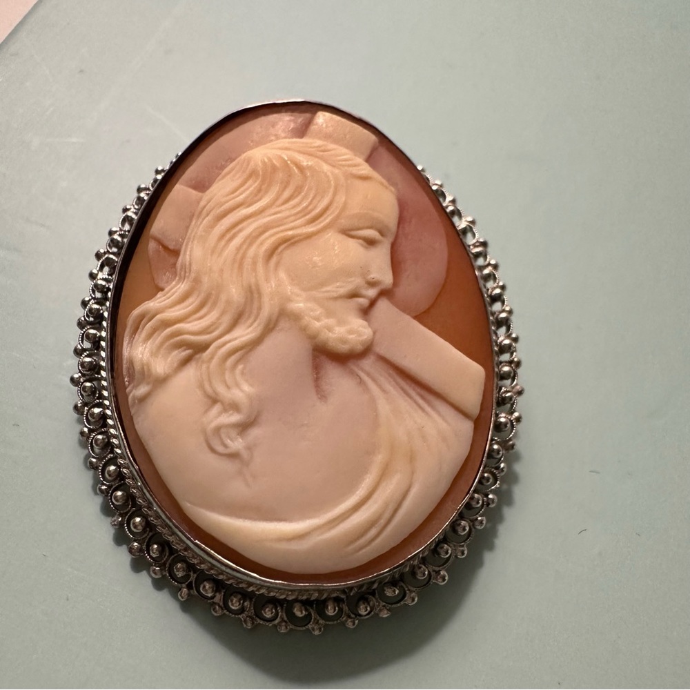 RARE Antique Cameo 900 Sterling Silver